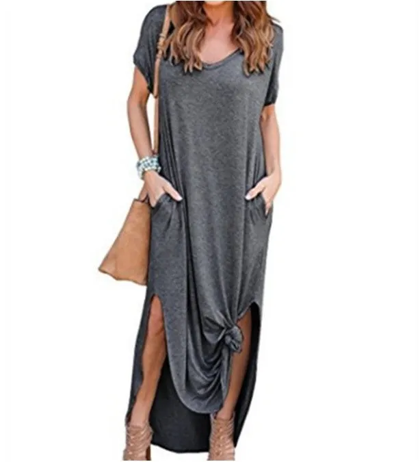 Long Plus Big Loose Other Cotton Pockets Color Size Dress