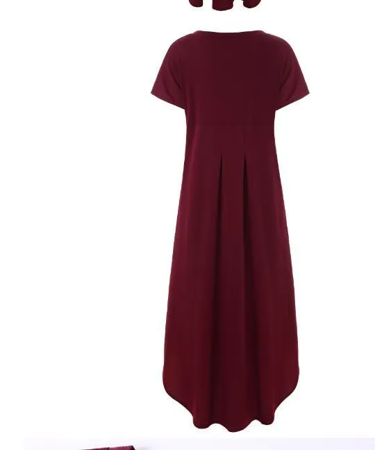 Long Plus Big Loose Other Cotton Pockets Color Size Dress