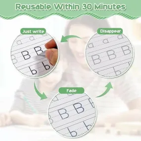 Magic Practice Copybook, Preschoolers with Pen, Set Practical Reusable Writing Tool(4 BOOK   5 REFILL  1 Pen  1 Grip)