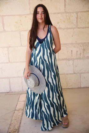 Maxi Dress Knotted Straps Midnight Lake