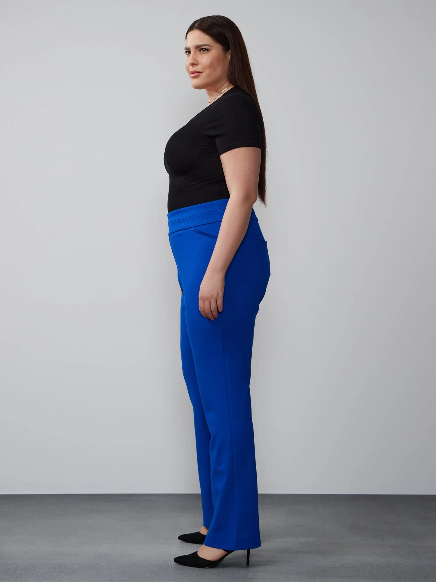 Plus High Rise Straight Leg Ponte Pant