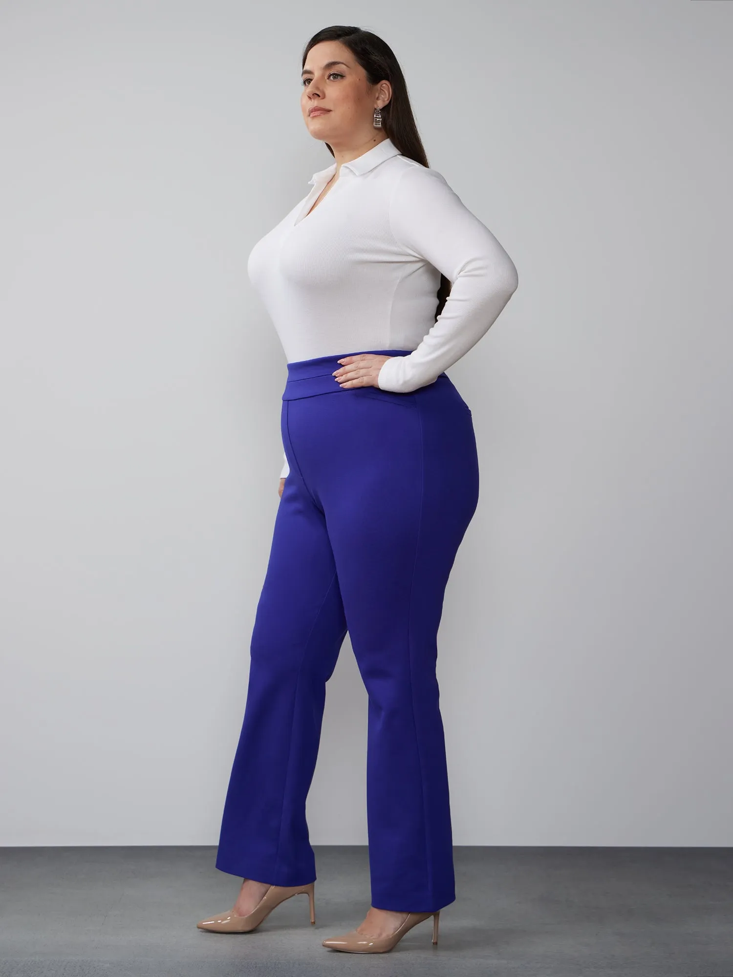 Plus High Rise Straight Leg Ponte Pant