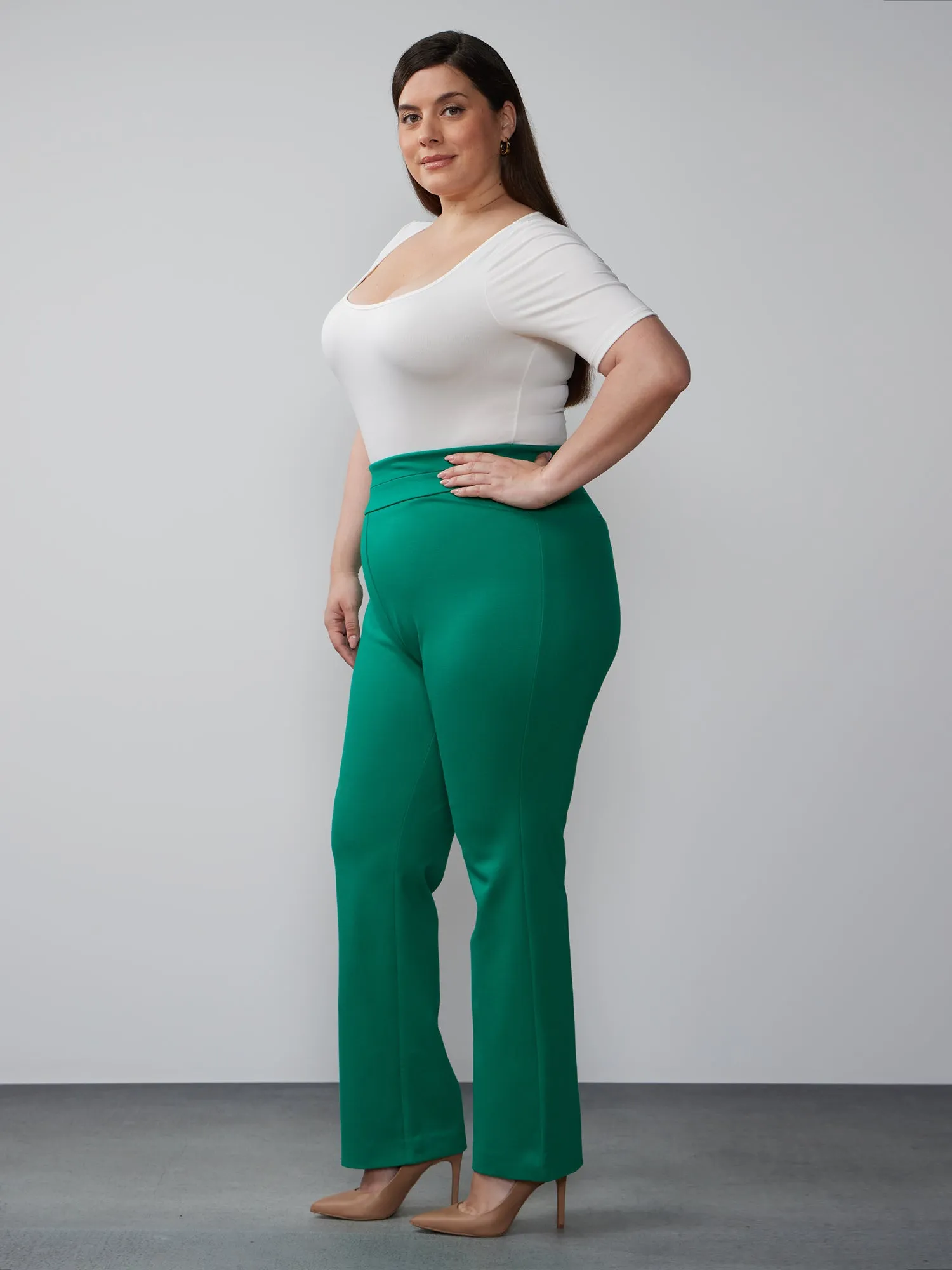 Plus High Rise Straight Leg Ponte Pant