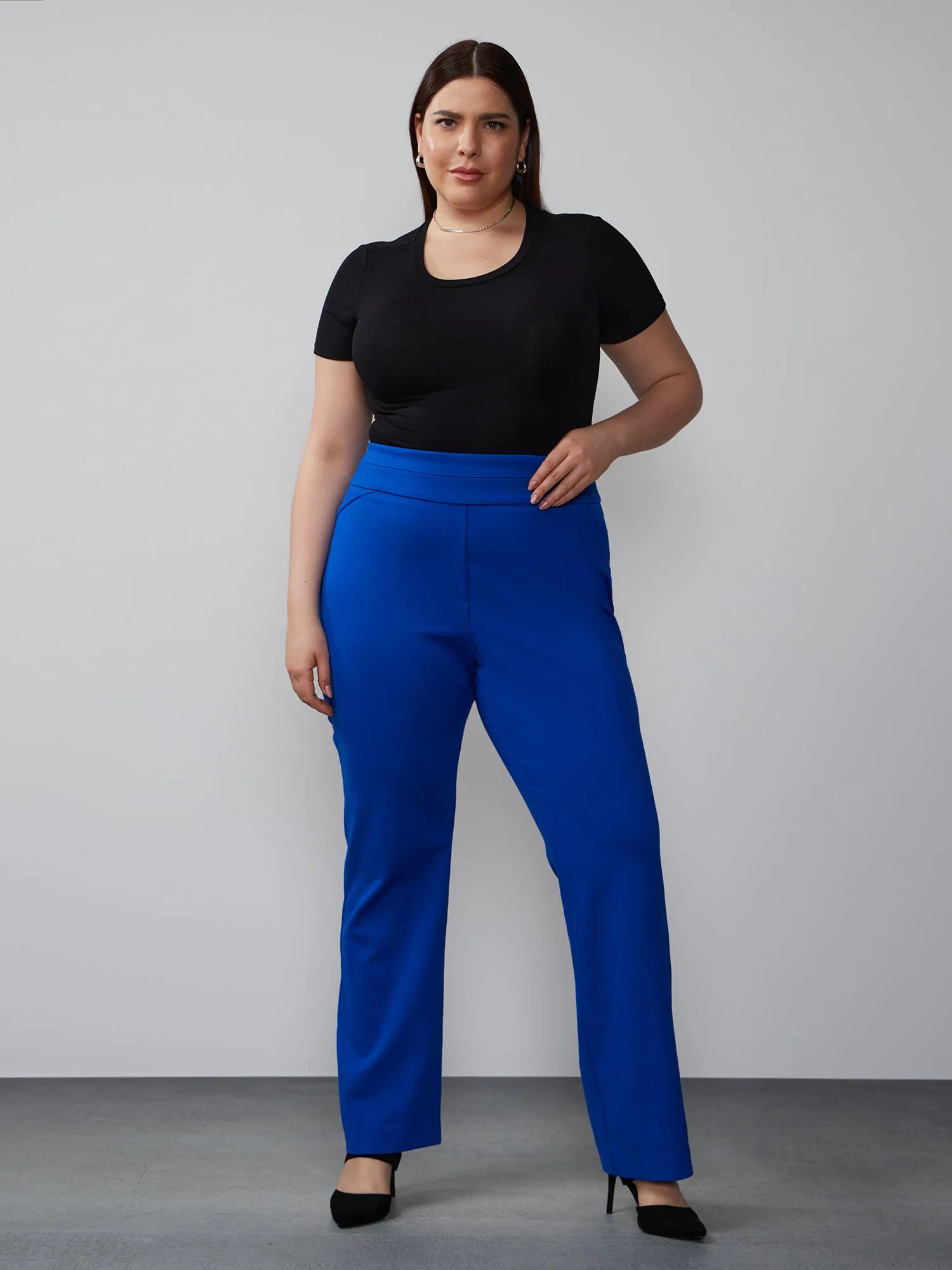 Plus High Rise Straight Leg Ponte Pant