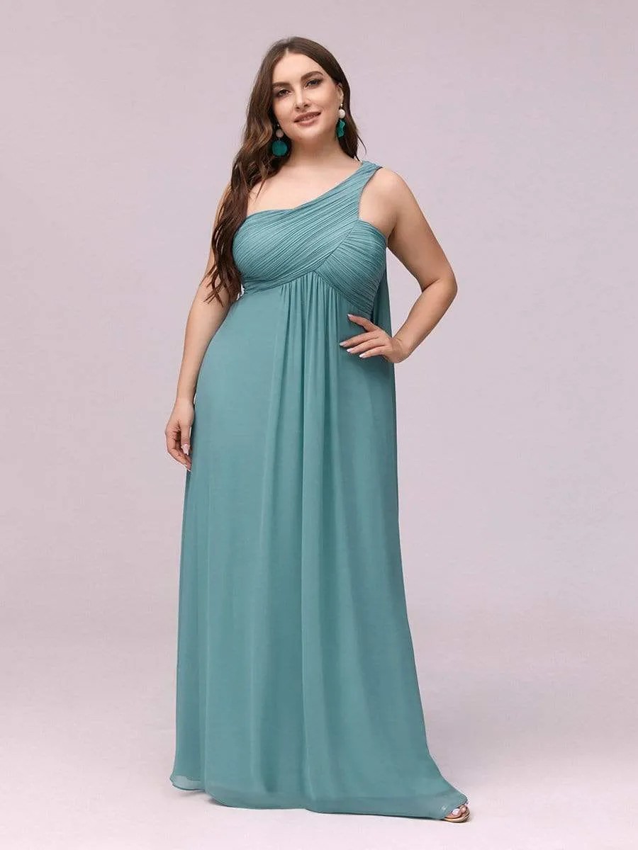 Plus Size Chiffon One Shoulder Evening Dresses for Women