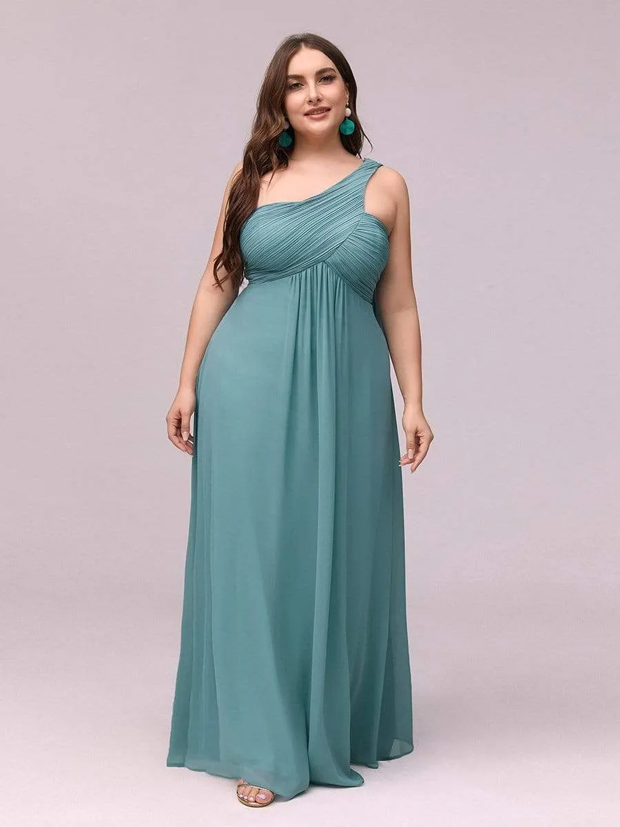 Plus Size Chiffon One Shoulder Evening Dresses for Women