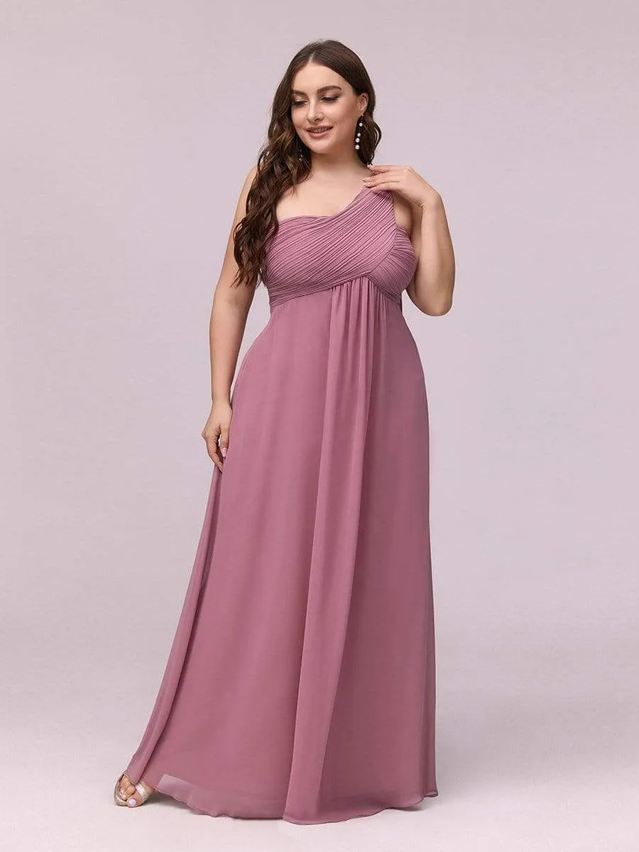 Plus Size Chiffon One Shoulder Evening Dresses for Women