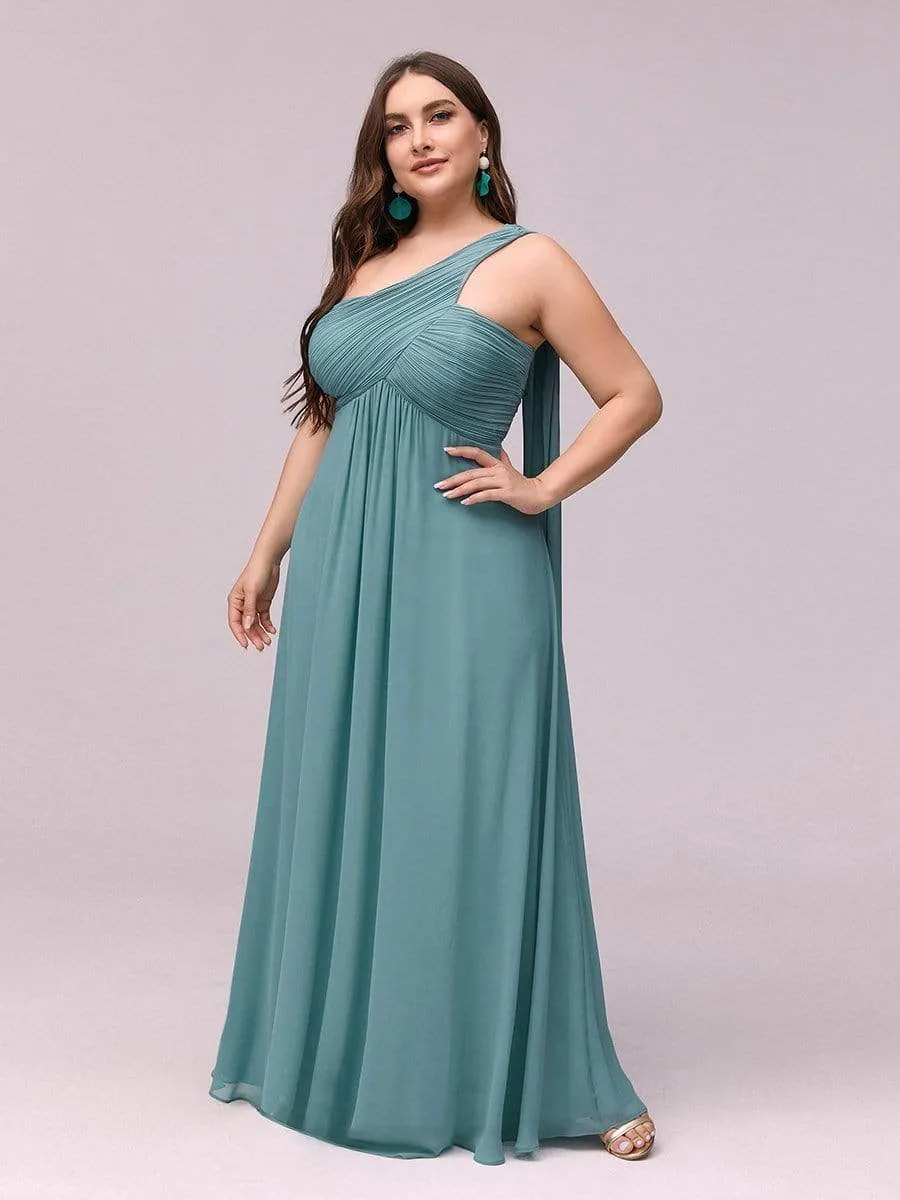 Plus Size Chiffon One Shoulder Evening Dresses for Women