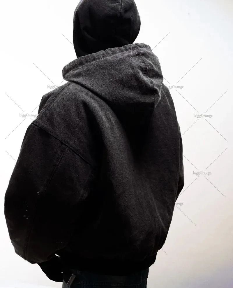 Riolio High Street Trendy Brand Streetwear Harajuku Retro Embroidery Splash Ink Wash Denim Jacket Men Hip Hop Casual Hooded Coat