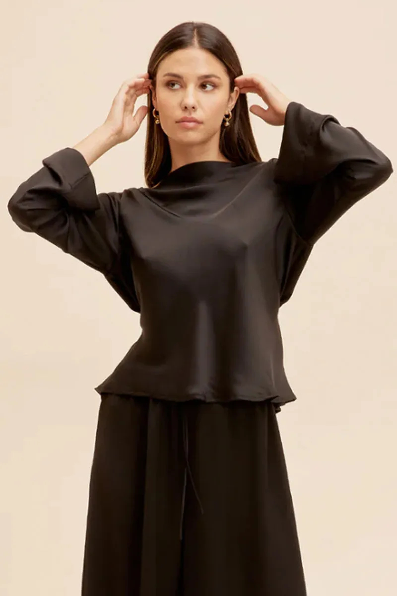 Ruby - Firebird Satin Cowl Top, Black