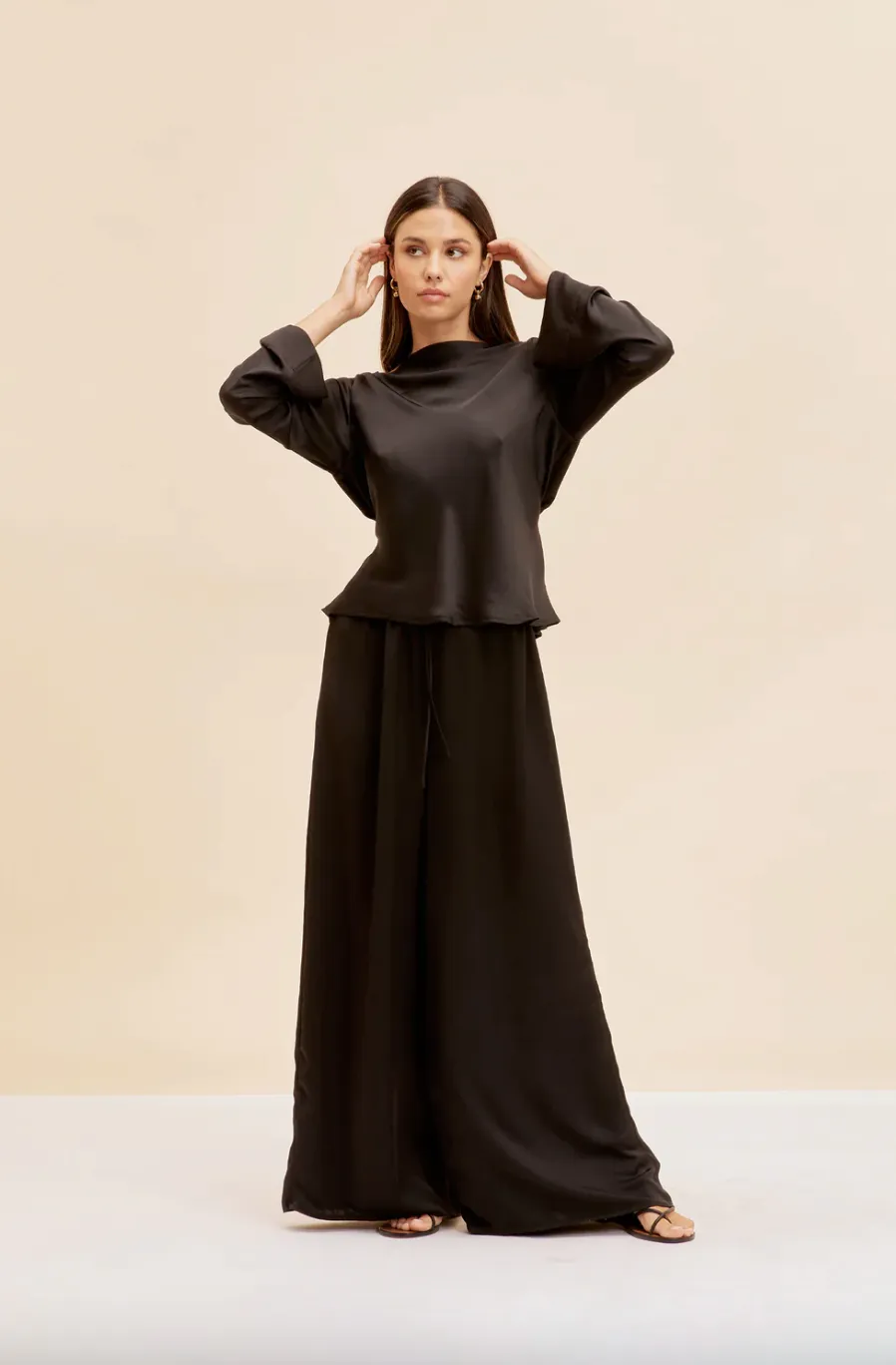 Ruby - Firebird Satin Cowl Top, Black
