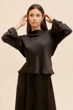 Ruby - Firebird Satin Cowl Top, Black