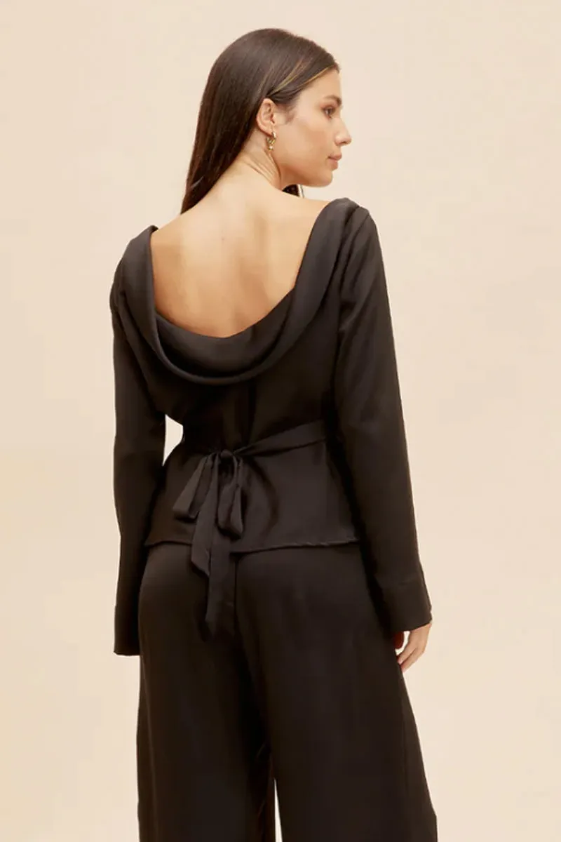 Ruby - Firebird Satin Cowl Top, Black