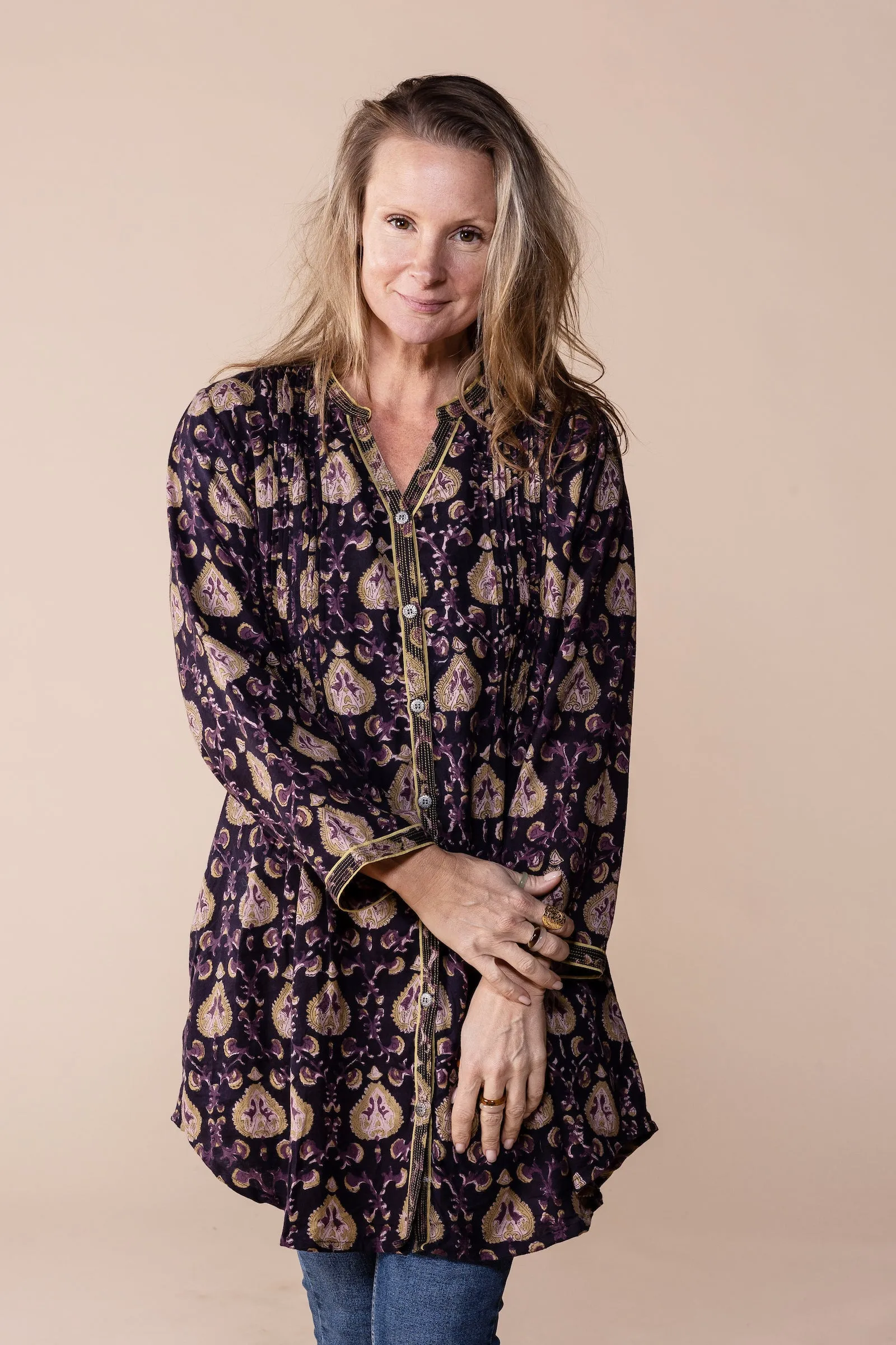 Shimla Tunic Hand Block Printed in Brushed Cotton