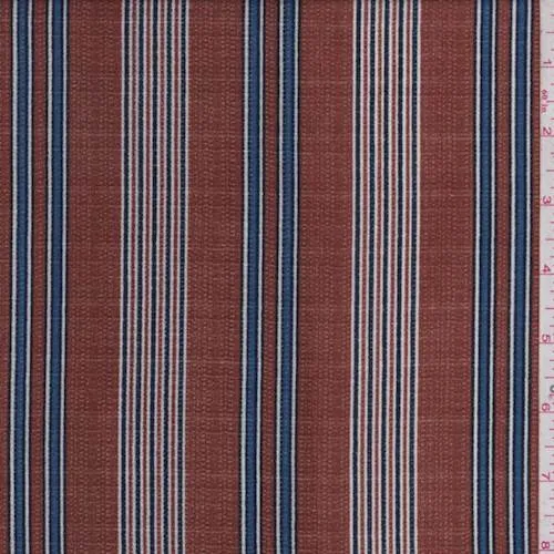 Sienna Brown/Blue Stripe Crepe Georgette Fabric