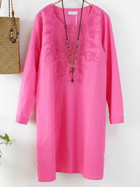 Vintage Embroidery Loose Dresses