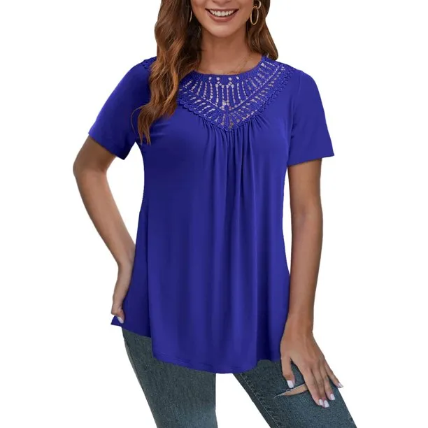 Woman Plus Size Tops Short Sleeves Tunic Shirts