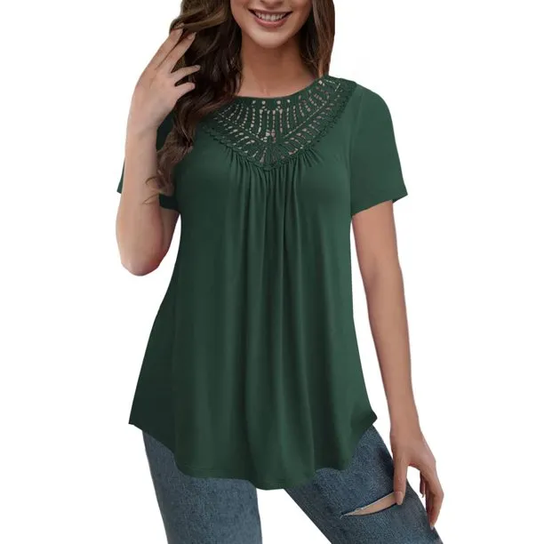 Woman Plus Size Tops Short Sleeves Tunic Shirts